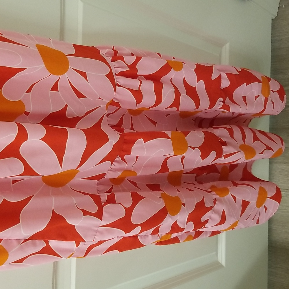 BTFBM Bright & Vibrant Medium Floral One Shoulder Flowy Spring Summer Maxi Dress - Picture 8 of 12